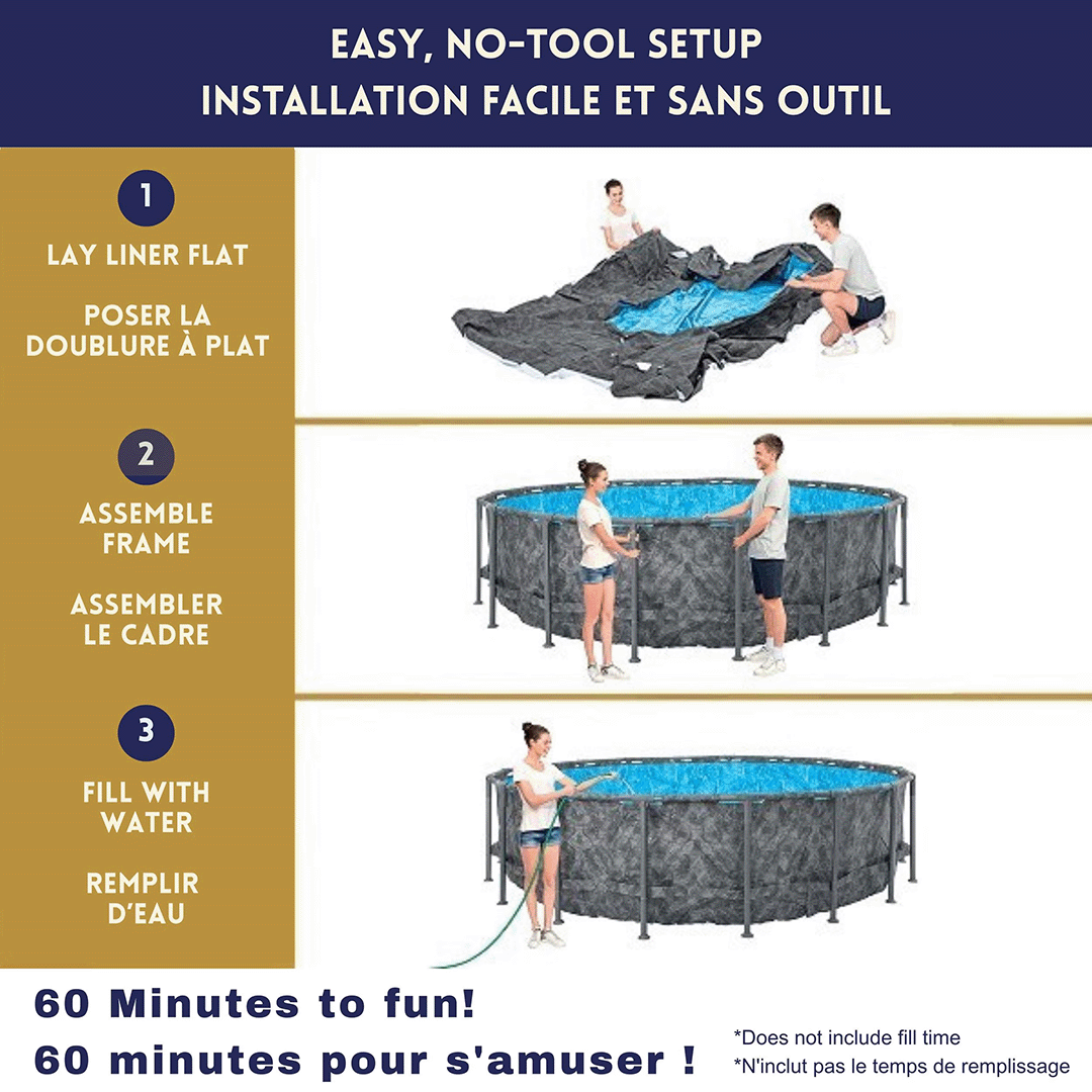 Bestway APX 365 Complete 18 ft Round 52 Inch Tall Above Ground Pool Kit with Pump, Filter, Ladder and Cover