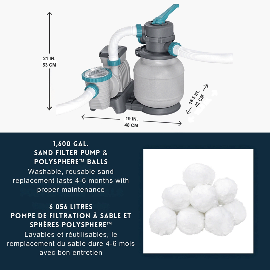 Bestway APX 365 Complete 18 ft Round 52 Inch Tall Above Ground Pool Kit with Pump, Filter, Ladder and Cover