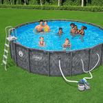 Bestway APX 365 Complete 18 ft Round 52 Inch Tall Above Ground Pool Kit with Pump, Filter, Ladder and Cover