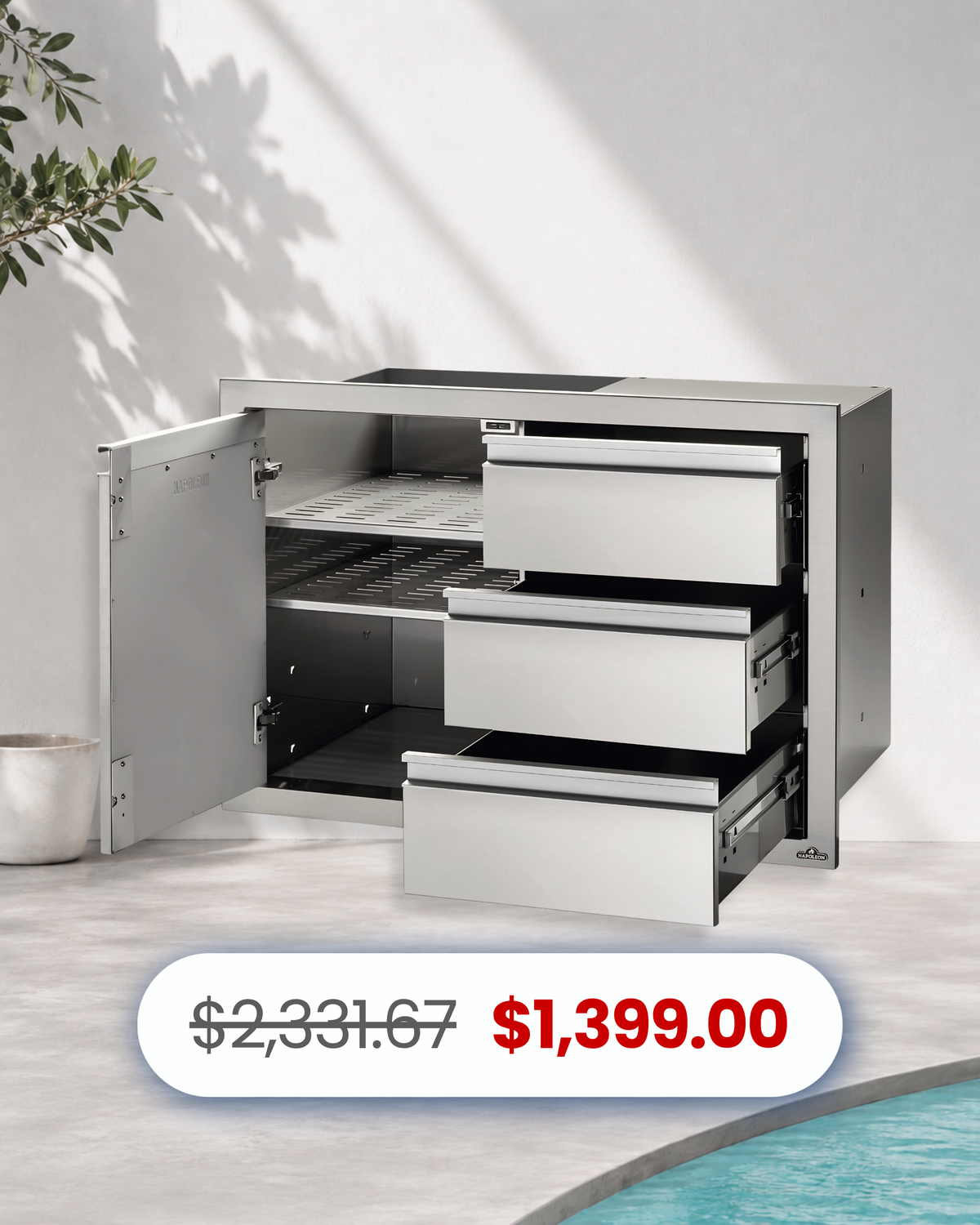 NAPOLEON 36" x 24" SINGLE DOOR & TRIPLE DRAWER