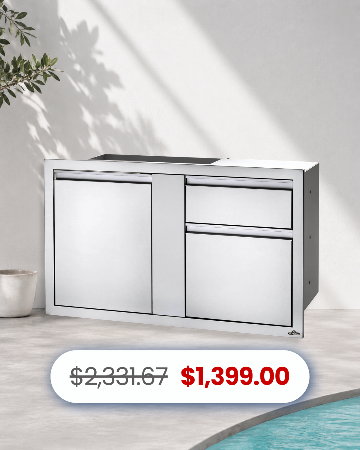 NAPOLEON 42" x 24" SINGLE DOOR & DOUBLE DRAWER
