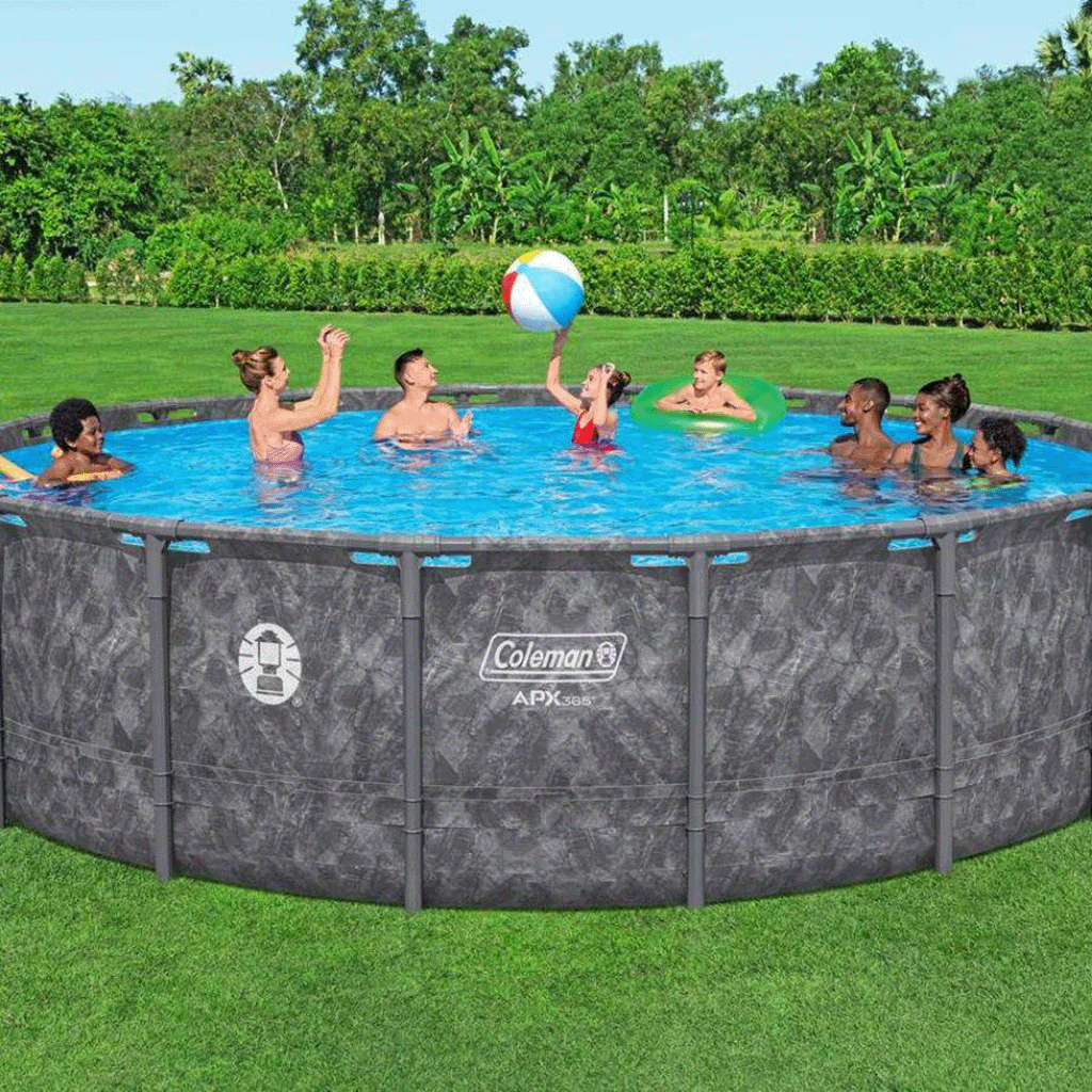 Bestway APX 365 Complete 18 ft Round 52 Inch Tall Above Ground Pool Kit with Pump, Filter, Ladder and Cover