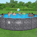 Bestway APX 365 Complete 18 ft Round 52 Inch Tall Above Ground Pool Kit with Pump, Filter, Ladder and Cover