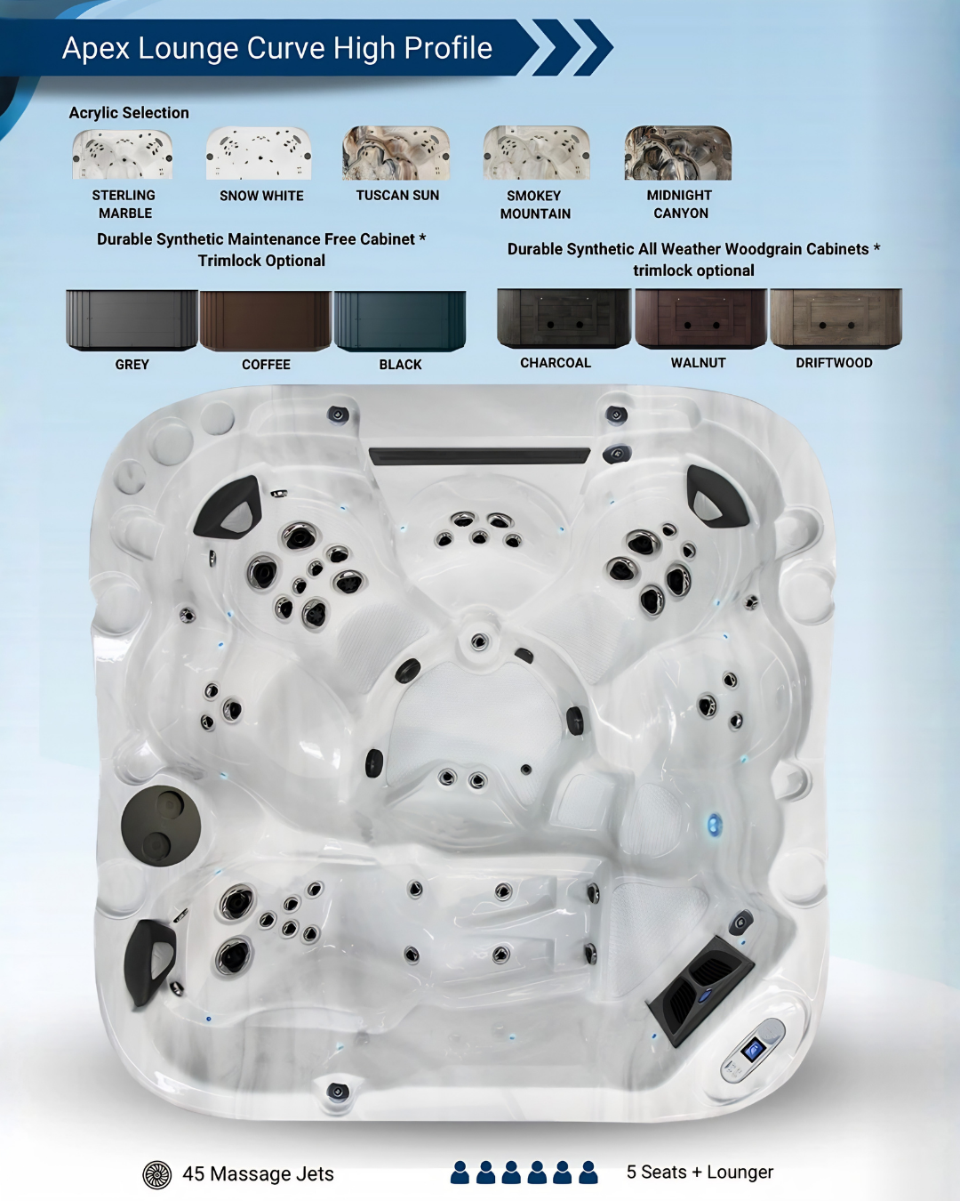 COAST SPAS CLASSIC APEX LOUNGE CURVE HIGH PROFILE