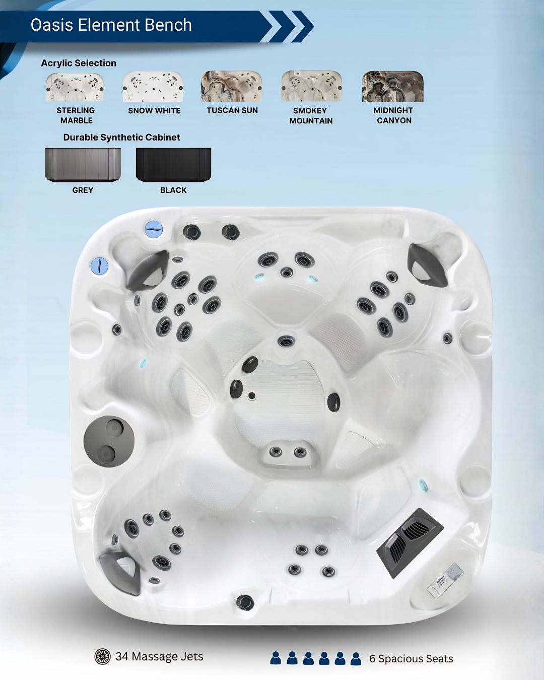 COAST SPAS OASIS ELEMENT BENCH LOW PROFILE 34