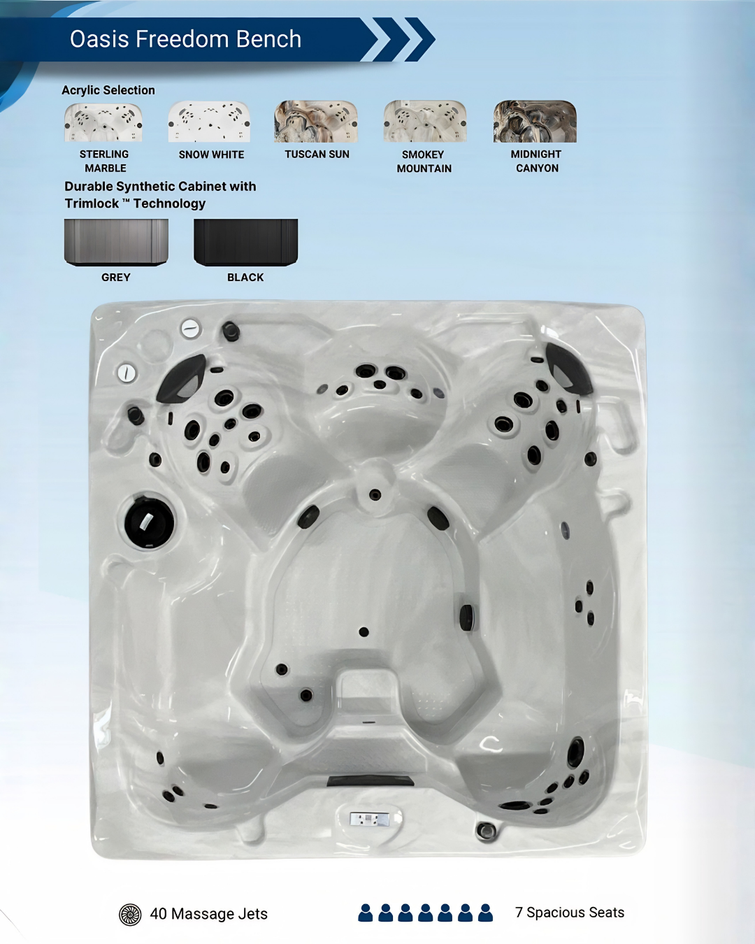 COAST SPAS OASIS FREEDOM BENCH LOW PROFILE 40