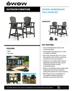 ŌWOW TALL ADIRONDACK CHAIR SET - BLACK