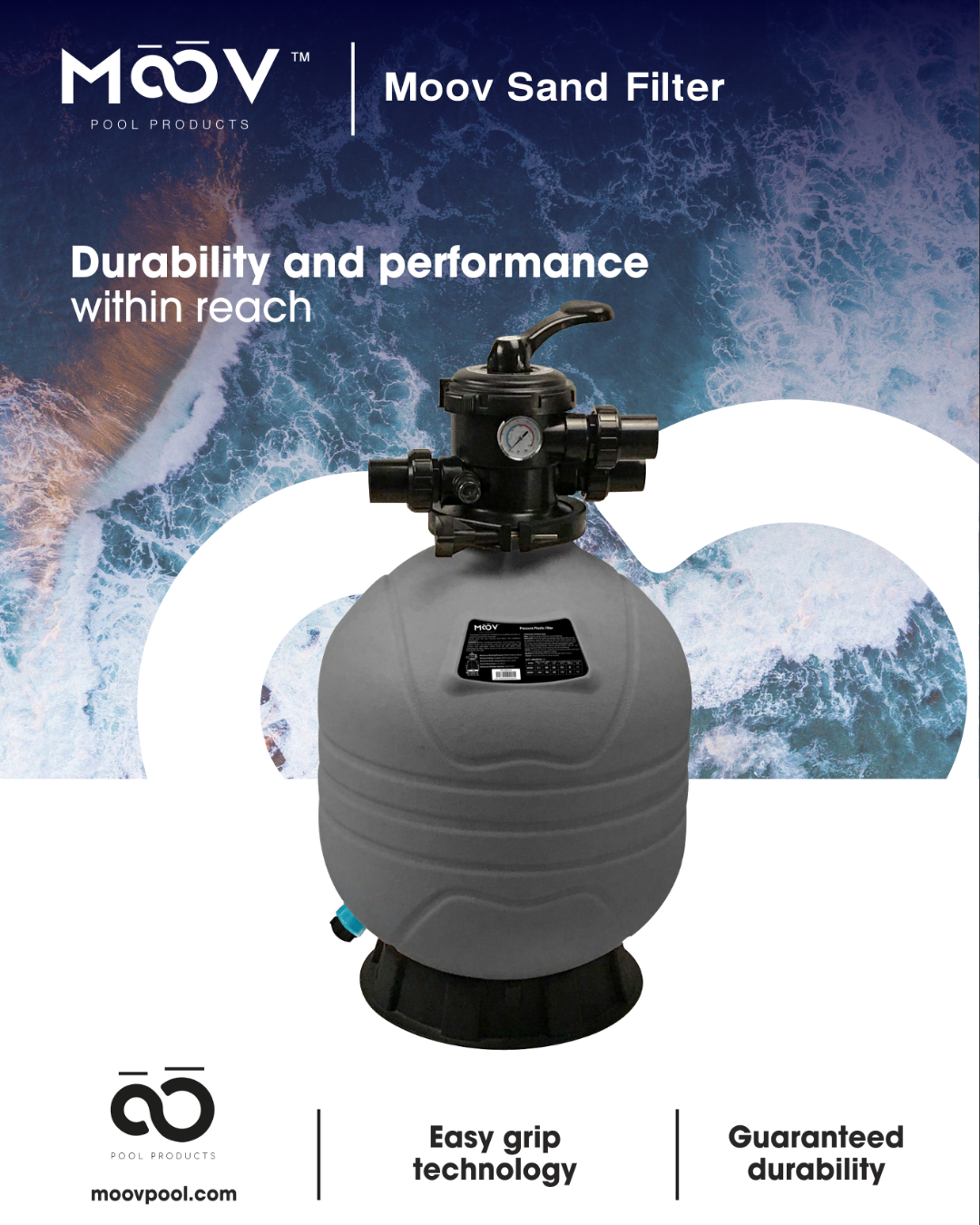 MOOV 24'' TOP MOUNT SAND FILTER WITH 1.5'' VALVE 4BAR