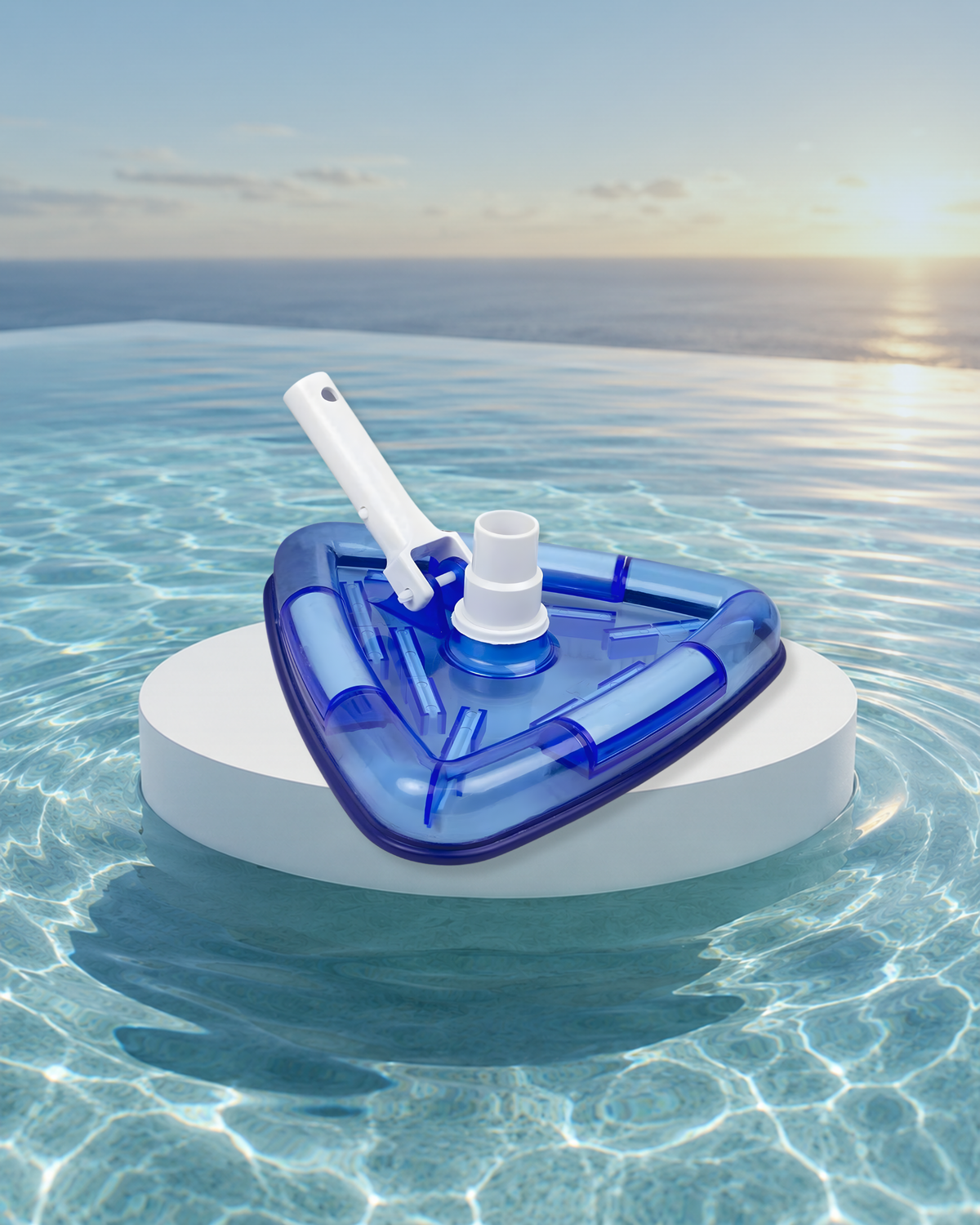 POOLSTYLE DELUXE SERIES CLEAR TRIANGULAR WEIGHTED VL VAC HEAD WITH SWIVEL